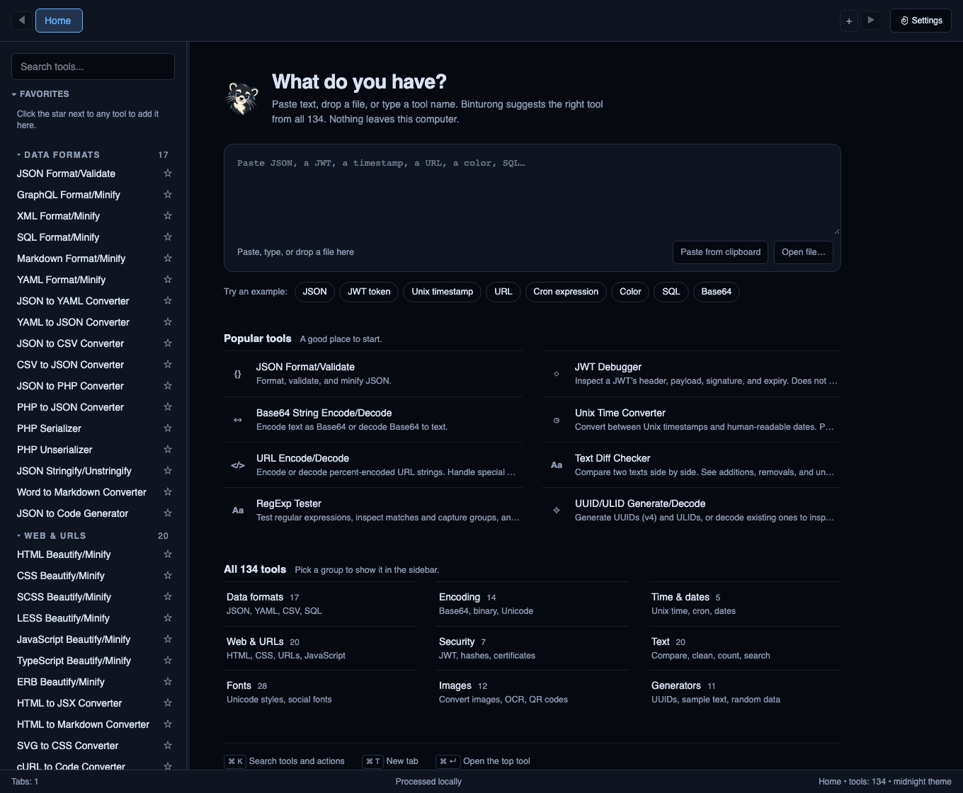 Binturong developer tools